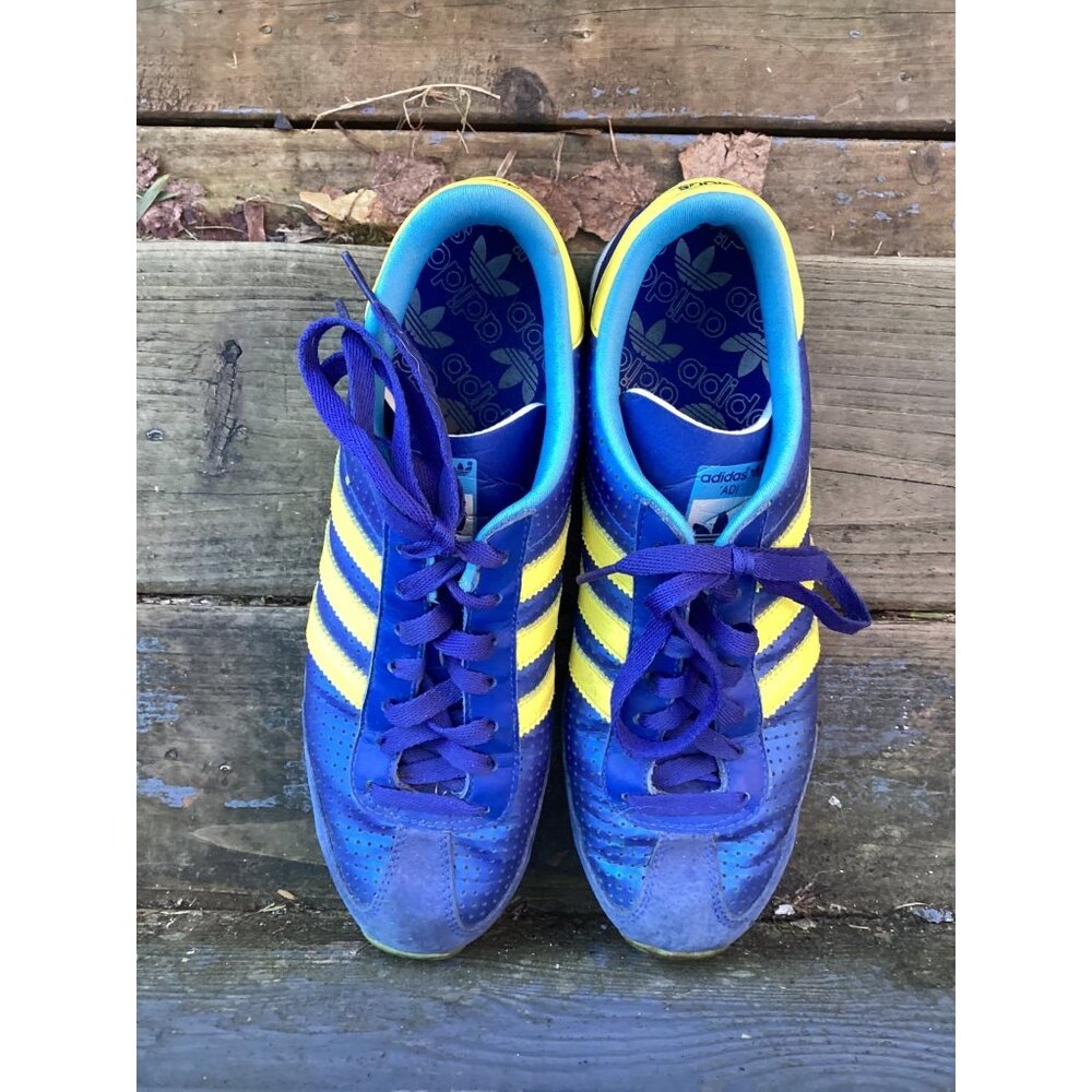 Adidas Originals V-Jog Blue Yellow Retro Sneakers 675001 - Picture 5 of 8